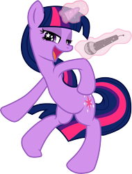 Size: 4550x5999 | Tagged: safe, artist:ceehoff, artist:theholytuna, derpibooru import, twilight sparkle, absurd resolution, bedroom eyes, magic, microphone, simple background, solo, transparent background, vector