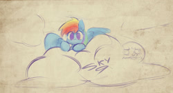 Size: 1300x700 | Tagged: safe, artist:skygracer, rainbow dash, pegasus, pony, cloud, cloudy, me gusta