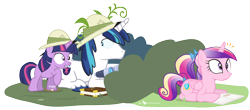 Size: 1200x530 | Tagged: safe, artist:dm29, princess cadance, shining armor, twilight sparkle, alicorn, pony, unicorn, binoculars, book, cute, filly, gritted teeth, hat, julian yeo is trying to murder us, pith helmet, reading, simple background, spying, transparent background, trio, wide eyes