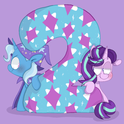 Size: 914x914 | Tagged: safe, artist:pinkiespresent, derpibooru import, starlight glimmer, trixie, pony, unicorn, season 9, countdown, duo, hype, looking at each other, season 9 countdown, smiling