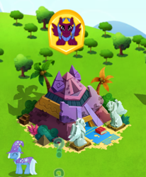 Size: 440x533 | Tagged: safe, derpibooru import, sphinx (character), trixie, sphinx, gameloft, limited-time story, the anonymous campsite