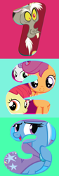 Size: 800x2384 | Tagged: safe, derpibooru import, apple bloom, discord, scootaloo, sweetie belle, trixie, 123, countdown, cutie mark crusaders, numbers, season 9 countdown