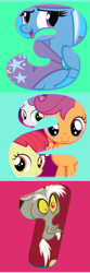 Size: 788x2384 | Tagged: safe, derpibooru import, apple bloom, discord, scootaloo, sweetie belle, trixie, 321, countdown, cutie mark crusaders, discovery family, official