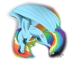 Size: 1600x1300 | Tagged: safe, artist:probablyfakeblonde, rainbow dash, pegasus, pony, blue coat, female, mare, multicolored mane, realistic, solo