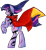 Size: 1488x1633 | Tagged: safe, artist:bigbuxart, derpibooru import, twilight sparkle, badass, cape, clothes, rearing, scar, smiling, solo, tattoo, windswept mane