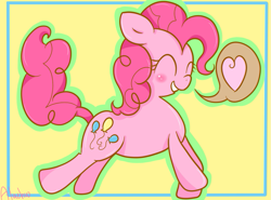 Size: 795x587 | Tagged: safe, artist:alachu, pinkie pie, earth pony, pony, female, mare, pink coat, pink mane, simple background, solo