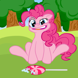 Size: 800x800 | Tagged: safe, artist:khorme, pinkie pie, earth pony, pony, female, lollipop, mare, pink coat, pink mane, solo