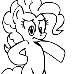 Size: 945x945 | Tagged: safe, artist:megasweet, pinkie pie, earth pony, pony, female, mare, monochrome, simple background, white background