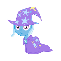 Size: 2100x2100 | Tagged: safe, artist:mofetafrombrooklyn, derpibooru import, trixie, pony, unicorn, c:, clothes, cute, diatrixes, female, filly, looking at you, mare, oversized clothes, simple background, smiling, solo, transparent background, younger