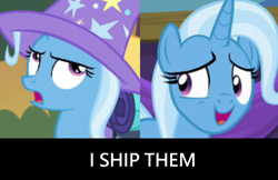 Size: 2012x1304 | Tagged: safe, derpibooru import, trixie, pony, unicorn, no second prances, to where and back again, female, lesbian, self ponidox, selfcest, shipping, trixtrix