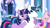 Size: 1365x768 | Tagged: safe, screencap, princess cadance, shining armor, twilight sparkle, alicorn, pony, unicorn, the crystal empire, horn, horn crystals, hug, magic suppression, tired, wink