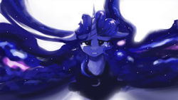 Size: 1920x1080 | Tagged: safe, artist:hierozaki, princess luna, alicorn, pony, crying, galaxy, galaxy mane, sad, solo