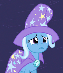 Size: 624x720 | Tagged: safe, derpibooru import, screencap, trixie, pony, magic duel, cropped, sad, solo