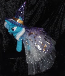 Size: 882x1024 | Tagged: safe, artist:crazyditty, derpibooru import, trixie, pony, unicorn, clothes, costume, dress, halloween, halloween costume, hat, holiday, nightmare night, plushie, solo