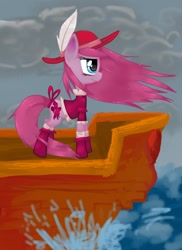 Size: 1000x1371 | Tagged: safe, artist:twistydoo, pinkie pie, earth pony, pony, clothes, dress, feather, hat, pinkamena diane pie, ship