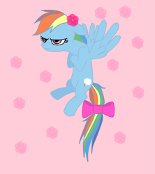 Size: 2893x3257 | Tagged: safe, artist:rednyanda, rainbow dash, pegasus, pony, bow, dressup, flower, high res, makeover