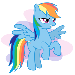 Size: 700x693 | Tagged: safe, artist:macflash2, rainbow dash, pegasus, pony, blue coat, blue wings, female, mare, multicolored mane, simple background, smiling, solo