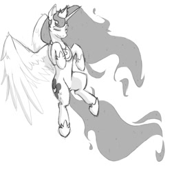 Size: 1000x1000 | Tagged: safe, artist:geomancing, princess luna, alicorn, pony, female, horn, mare, monochrome, solo