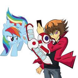 Size: 851x851 | Tagged: safe, artist:joedoon, rainbow dash, pegasus, pony, judai yuki, yu-gi-oh!, yu-gi-oh! gx