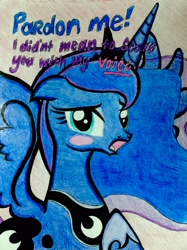 Size: 2147x2876 | Tagged: safe, artist:darkest-lunar-flower, princess luna, alicorn, pony, cute, lunabetes, solo, traditional art