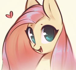 Size: 1404x1294 | Tagged: safe, artist:mirroredsea, fluttershy, pegasus, pony, cute, female, heart, looking at you, mare, open mouth, open smile, shyabetes, smiling, smiling at you, solo