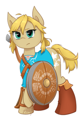 Size: 900x1297 | Tagged: safe, artist:midnightpremiere, oc, oc only, link, shield, solo, the legend of zelda, the legend of zelda: breath of the wild