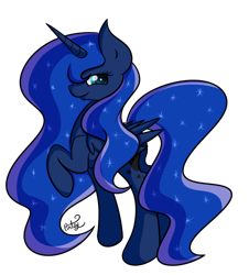 Size: 1024x1134 | Tagged: safe, artist:iamartsdesire, princess luna, alicorn, pony, raised hoof, simple background, smiling, solo, transparent background