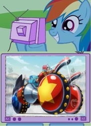 Size: 563x772 | Tagged: safe, rainbow dash, pegasus, pony, exploitable meme, franky, meme, one piece, tv meme