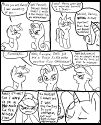 Size: 827x1025 | Tagged: safe, artist:metal-kitty, derpibooru import, applejack, rarity, twilight sparkle, earth pony, pony, unicorn, comic:mlp project, comic