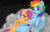 Size: 971x617 | Tagged: safe, artist:colorlesscupcake, rainbow dash, scootaloo, pegasus, pony, bandaid, implied abuse, scootabuse