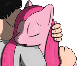 Size: 1000x868 | Tagged: safe, artist:tg-0, pinkie pie, oc, oc:anon, human, comforting, crying, hug, pinkamena diane pie