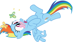 Size: 14004x8082 | Tagged: safe, artist:quanno3, rainbow dash, butterfly, pegasus, pony, dragon quest, absurd resolution, dazed, female, mare, on back, simple background, solo, transparent background, vector