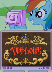 Size: 576x787 | Tagged: safe, rainbow dash, pegasus, pony, exploitable meme, japanese, meme, the rose of versailles, translated in the comments, tv meme