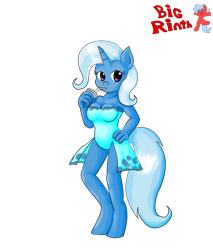 Size: 2536x2977 | Tagged: safe, artist:bigrinth, derpibooru import, trixie, anthro, bipedal, clothes, crossover, cute, diatrixes, drinking, princess ruto, ruto, solo, swimsuit, the legend of zelda