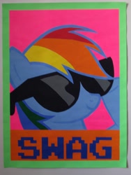 Size: 2112x2816 | Tagged: safe, artist:iceroadlion, rainbow dash, pegasus, pony, high res, painting, poster, sunglasses, swag