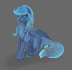 Size: 1627x1597 | Tagged: safe, artist:mylittlegodzilla, princess luna, alicorn, pony, missing cutie mark, simple background, sitting, solo, unshorn fetlocks, younger