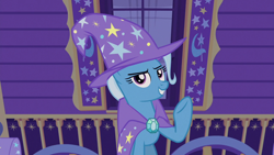 Size: 1280x720 | Tagged: safe, derpibooru import, screencap, trixie, pony, uncommon bond, solo, trixie's wagon