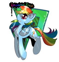 Size: 1280x1344 | Tagged: safe, artist:monythecat, rainbow dash, pegasus, pony, abstract background, cutie mark background, female, mare, smiling, solo