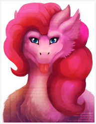 Size: 792x1024 | Tagged: safe, artist:dustydrell, artist:essence of rapture, artist:ius-iuris, artist:shiro-kuro, pinkie pie, dragon, dragonified, feathered dragon, pinkiedragon, solo, species swap