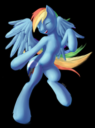 Size: 900x1201 | Tagged: dead source, safe, artist:rankao, rainbow dash, pegasus, pony, blue coat, female, mare, multicolored mane, solo