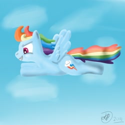 Size: 1133x1133 | Tagged: safe, artist:thejayowl, rainbow dash, pegasus, pony, flying, profile, solo