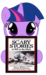 Size: 382x620 | Tagged: safe, derpibooru import, edit, twilight sparkle, book, filly, nightmare fuel, puppy dog eyes, read, scary, scary stories to tell in the dark, this will end in tears, thread, twily