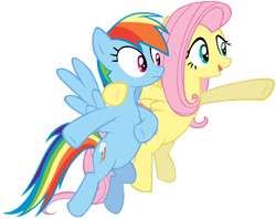 Size: 5000x3958 | Tagged: safe, artist:somepony, fluttershy, rainbow dash, pegasus, pony, may the best pet win, simple background, transparent background, vector