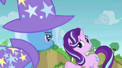 Size: 1280x720 | Tagged: safe, derpibooru import, screencap, starlight glimmer, trixie, pony, unicorn, to change a changeling