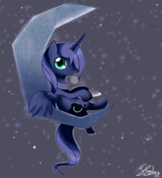 Size: 852x937 | Tagged: safe, artist:solar-slash, edit, princess luna, alicorn, pony, moon, solo, tangible heavenly object