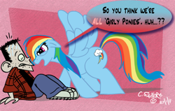 Size: 1000x635 | Tagged: safe, artist:qwertypictures, rainbow dash, pegasus, pony, crossover, foster's home for imaginary friends, terrence