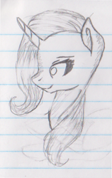 Size: 318x502 | Tagged: safe, artist:alka-pony2, derpibooru import, trixie, pony, unicorn, female, mare, monochrome, portrait, sketch, solo, traditional art