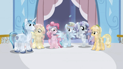 Size: 1365x768 | Tagged: safe, screencap, applejack, fluttershy, pinkie pie, rainbow dash, rarity, shining armor, earth pony, pegasus, pony, unicorn, the crystal empire