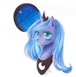 Size: 900x910 | Tagged: safe, artist:lovelyfantasy, princess luna, alicorn, pony, s1 luna, solo, traditional art