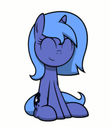 Size: 458x531 | Tagged: safe, artist:zacatron94, princess luna, alicorn, pony, animated, cute, eyes closed, filly, headbob, s1 luna, simple background, sitting, smiling, solo, woona